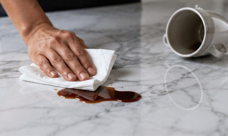 Treat Spilling Immediately for Dover White Marble