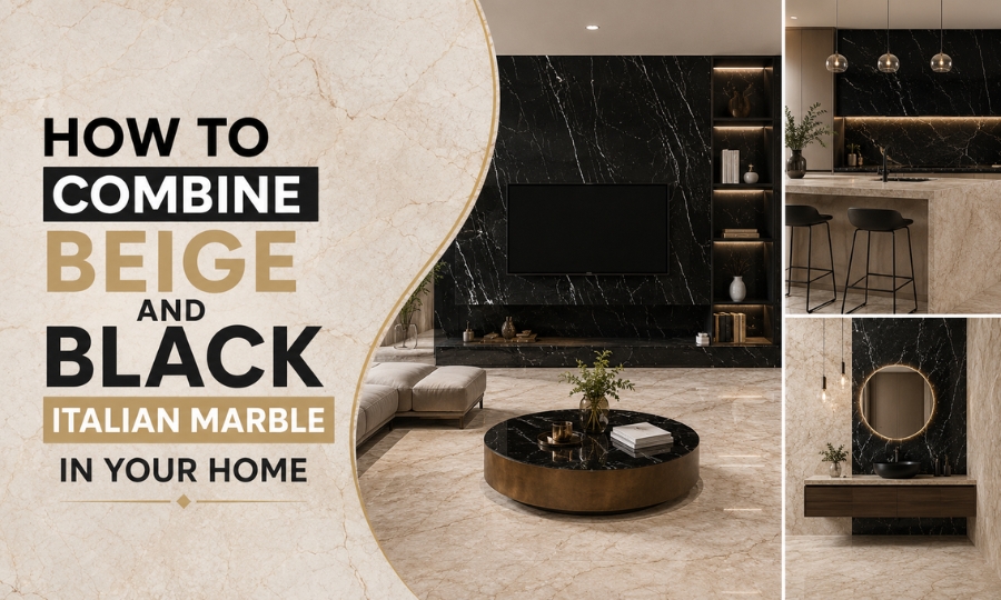 Beige and Black Italian Marble