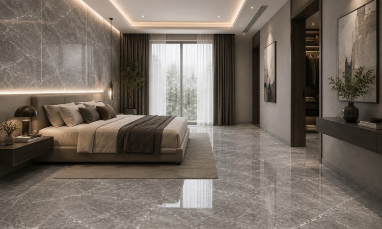 Grey Italian Marble in Bedroom