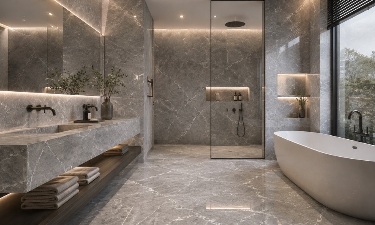 Grey Italian Marble in Bathroom